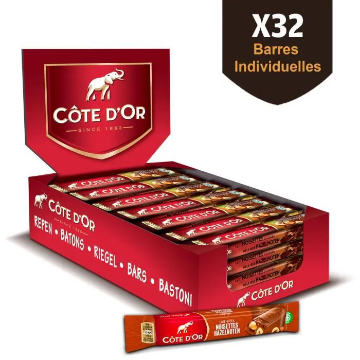 Côte d'Or lait noisettes 45g - boîte de 32
